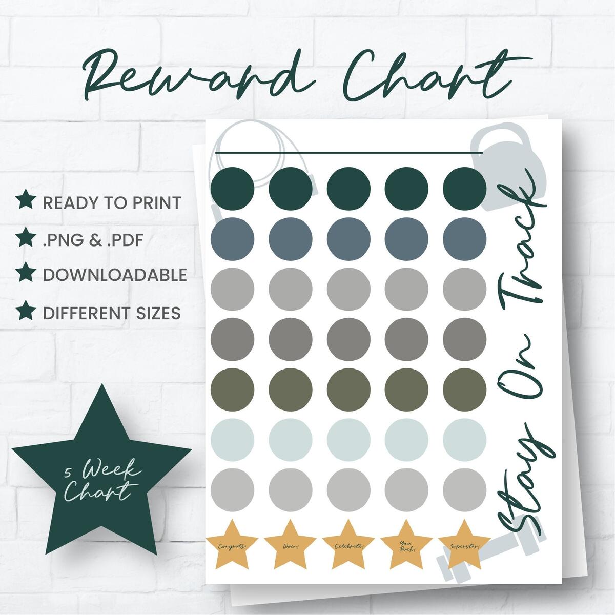Gym Reward Chart Weight Loss Reward Chart Reward Chart For Adults Workout Reward Chart Printable Sticker Chart Digital Download Etsy