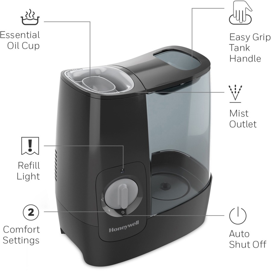 Honeywell HWM845 Warm Mist Humidifier Warm Mist 1 Gal Tank 520 Sq Ft Black Kennedy Office