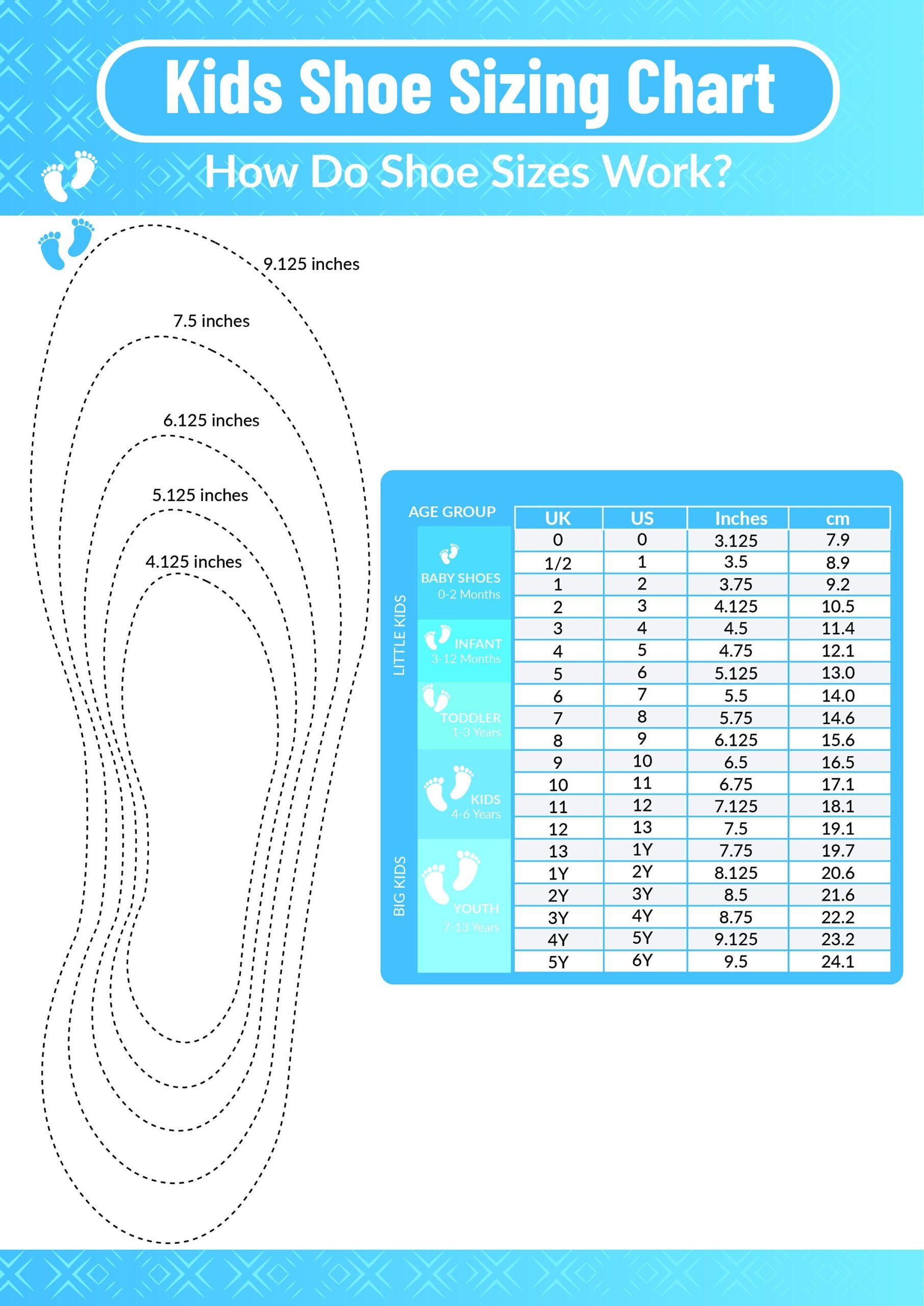 Baby Children 039 S Foot Size Chart Printable Baby Foot Measure Chart Infant Shoe Chart Toddler Infant