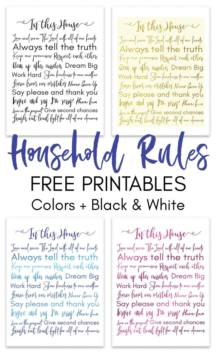 Household Rules Free Printable Daydream Into Reality Household Rules Free Printable Daydream Into Reality