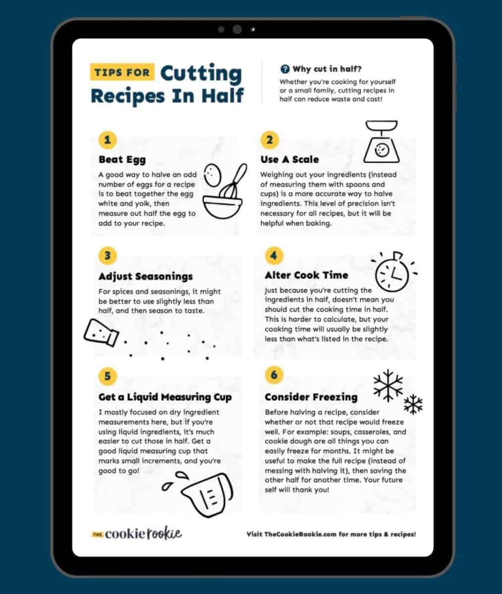 How To Cut Recipe In Half Chart With Free Printable Savor Savvy