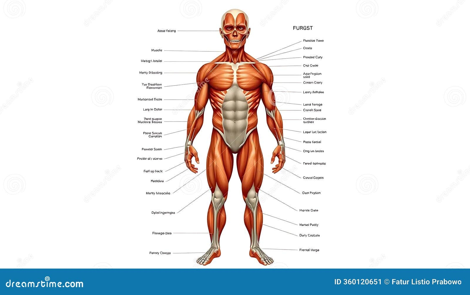 Human Muscle Anatomy Chart Detailed Diagram Stock Illustration Illustration Of College Study 360120651