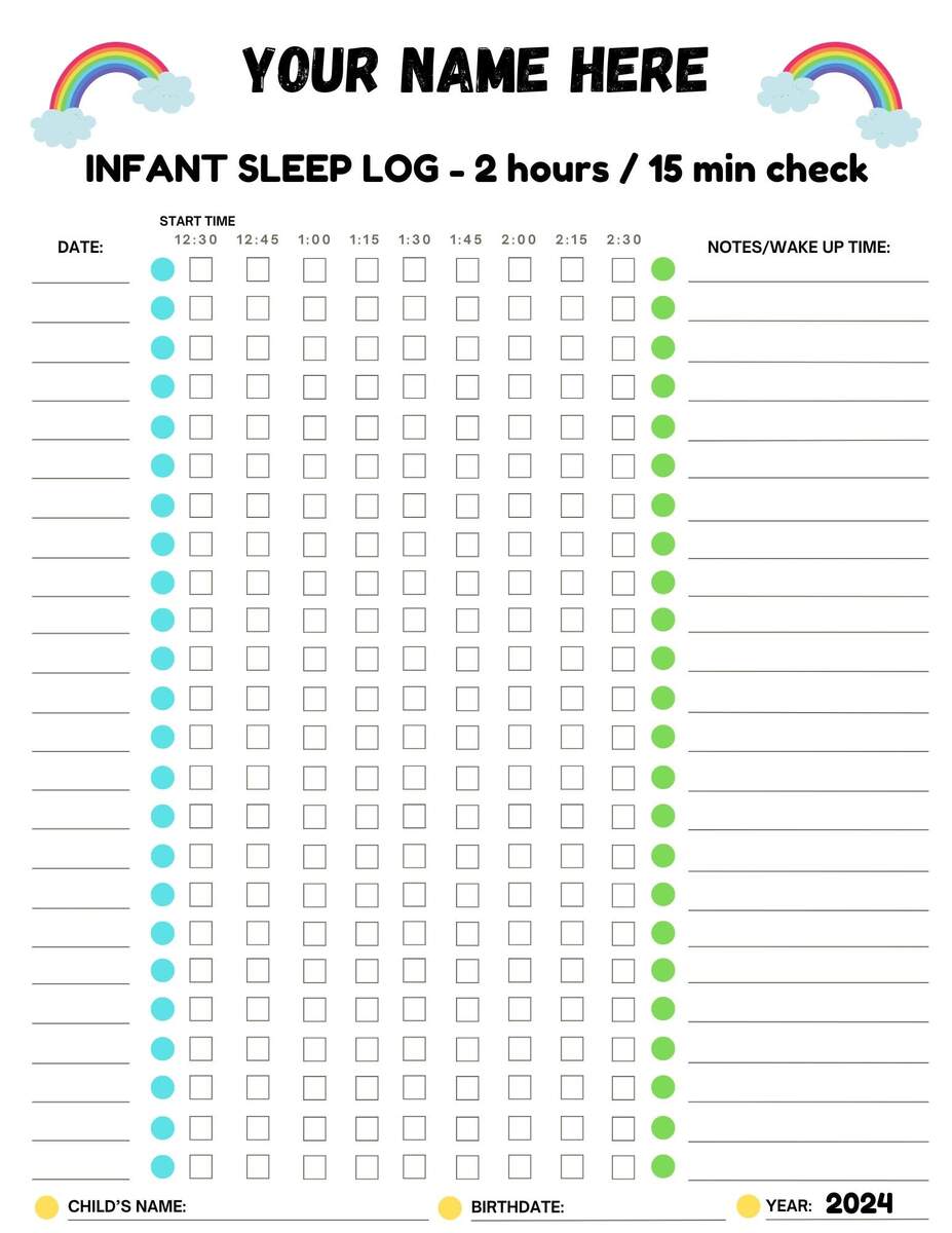 Infant Sleep Log For Childcare Homes And Centers Etsy
