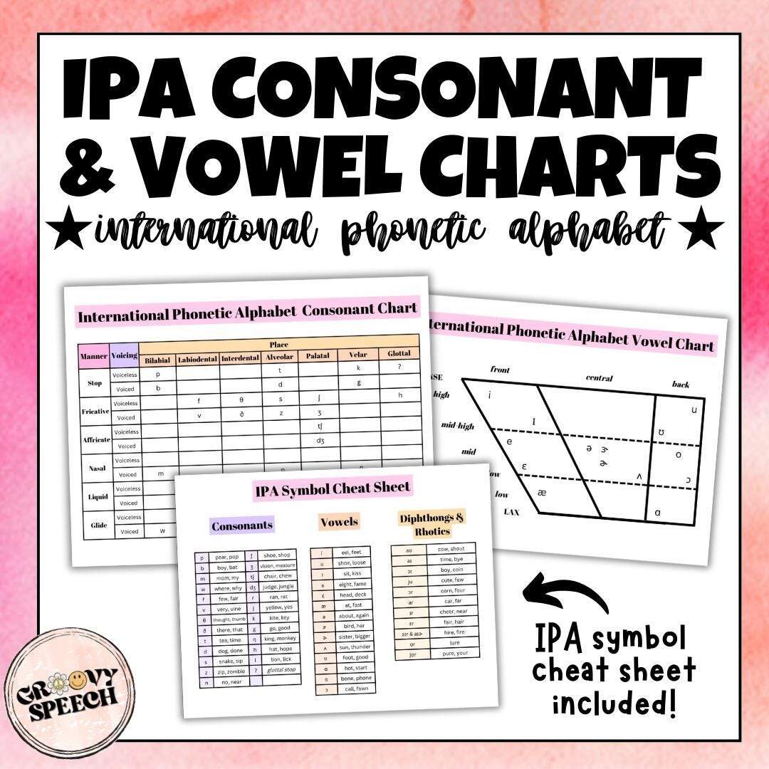 IPA Consonant Vowel Charts Speech Therapy Etsy