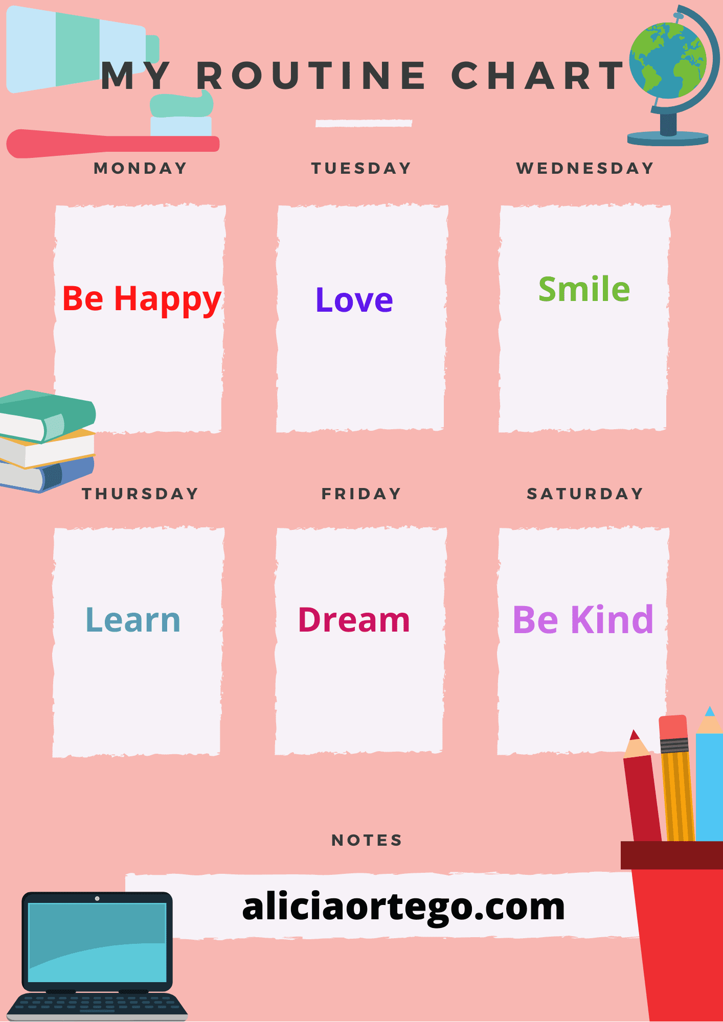 Kid S Routine Chart Free Printables Alicia Ortego