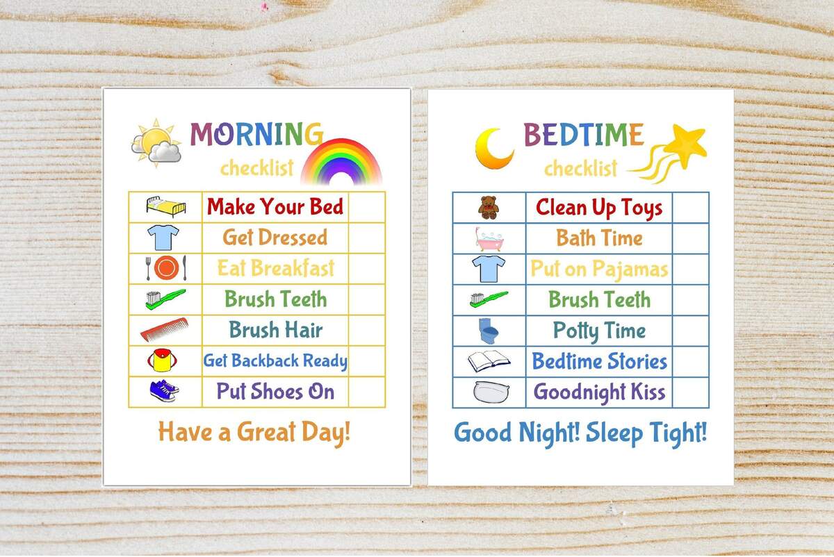 Kids Morning Bedtime Checklist Printable Chore Chart Kid Routine Chart Kid Printable Instant Download Etsy
