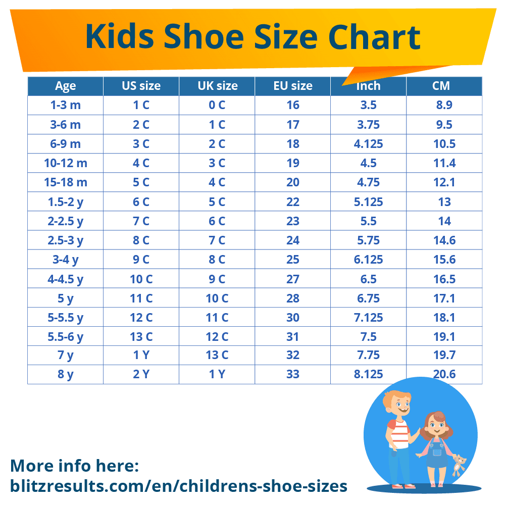 Kids Shoe Size Chart Children S Shoe Sizes The Easy Way