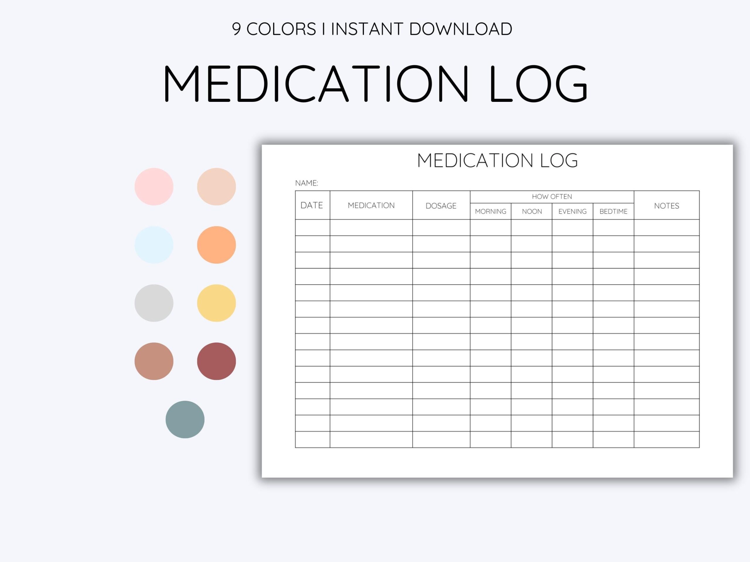 Medication Log Medication Tracker Medication Chart Doctor Visit Medication List Caregiver Log Medicine Dosage Etsy