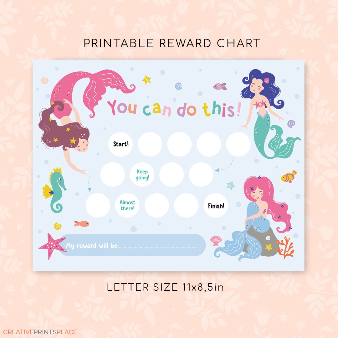 Mermaid Reward Chart For Kids Rainbow Behavior Tracker Digital Download Etsy Israel
