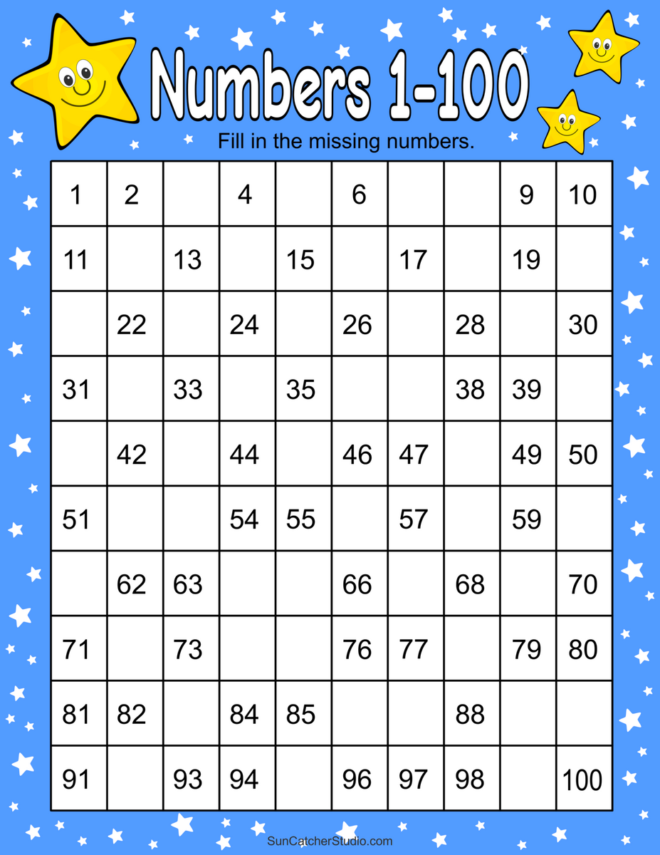 Fill In The Missing Numbers 100 Chart Digital Printable Etsy Sweden