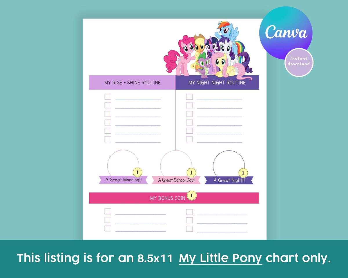 My Little Pony Reward Chart Etsy My Little Pony Reward Chart Etsy