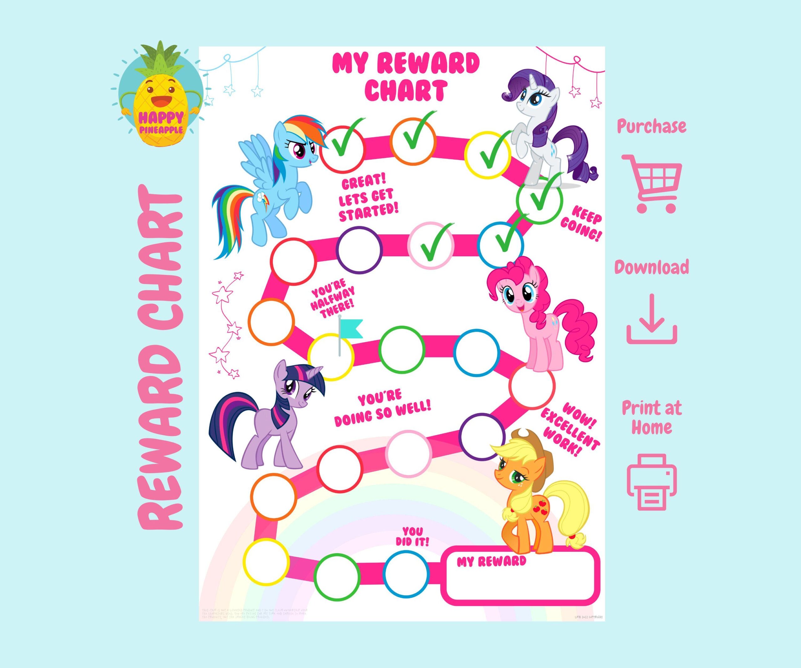 My Little Pony Reward Chart For Kids Chore Chart Behaviour Chart Digital Download Instant Download Sticker Chart Potty Training Chart Etsy My Little Pony Reward Chart Etsy