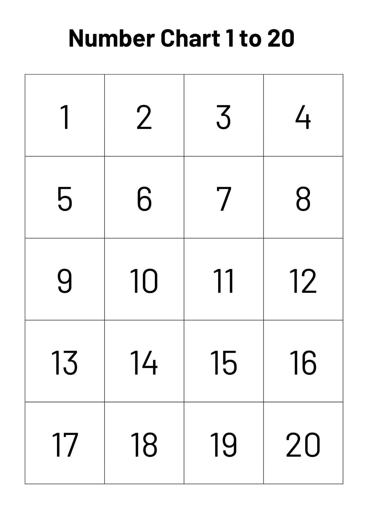 Number Chart 1 20 Teacher Classroom Homeschool Resource Digital Download Etsy