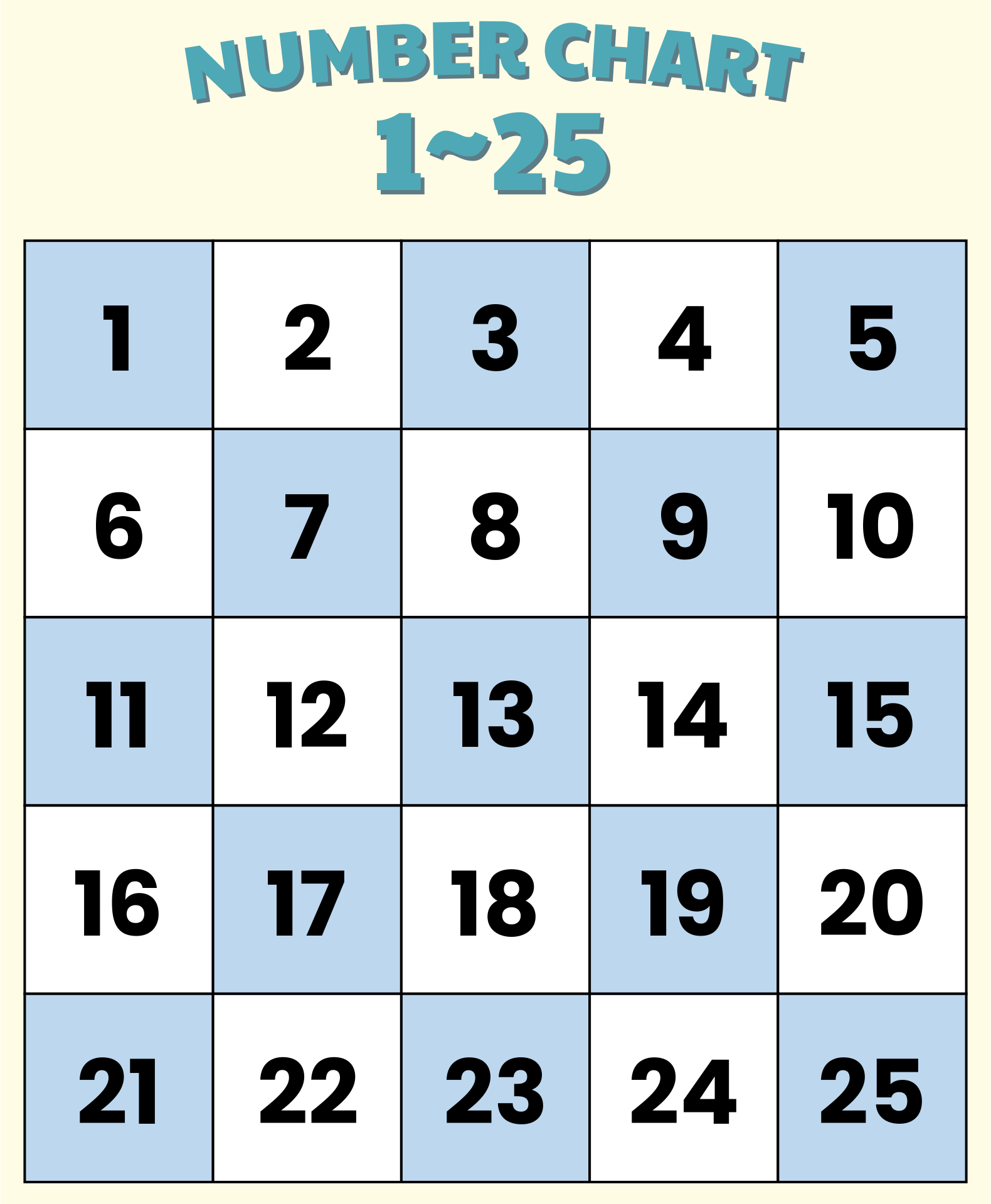Number Grid 1 25 14 Free PDF Printables Printablee Number Grid 1 25 14 Free PDF Printables Printablee