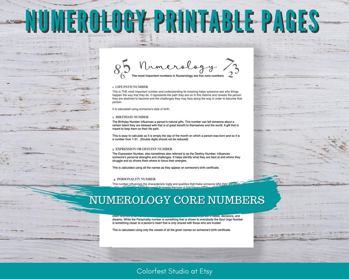 Numerology Charts Printable Pages For Grimoire Book Of Shadows Meanings Cheat Sheets And Calculator Worksheets For The Five Core Numbers Etsy