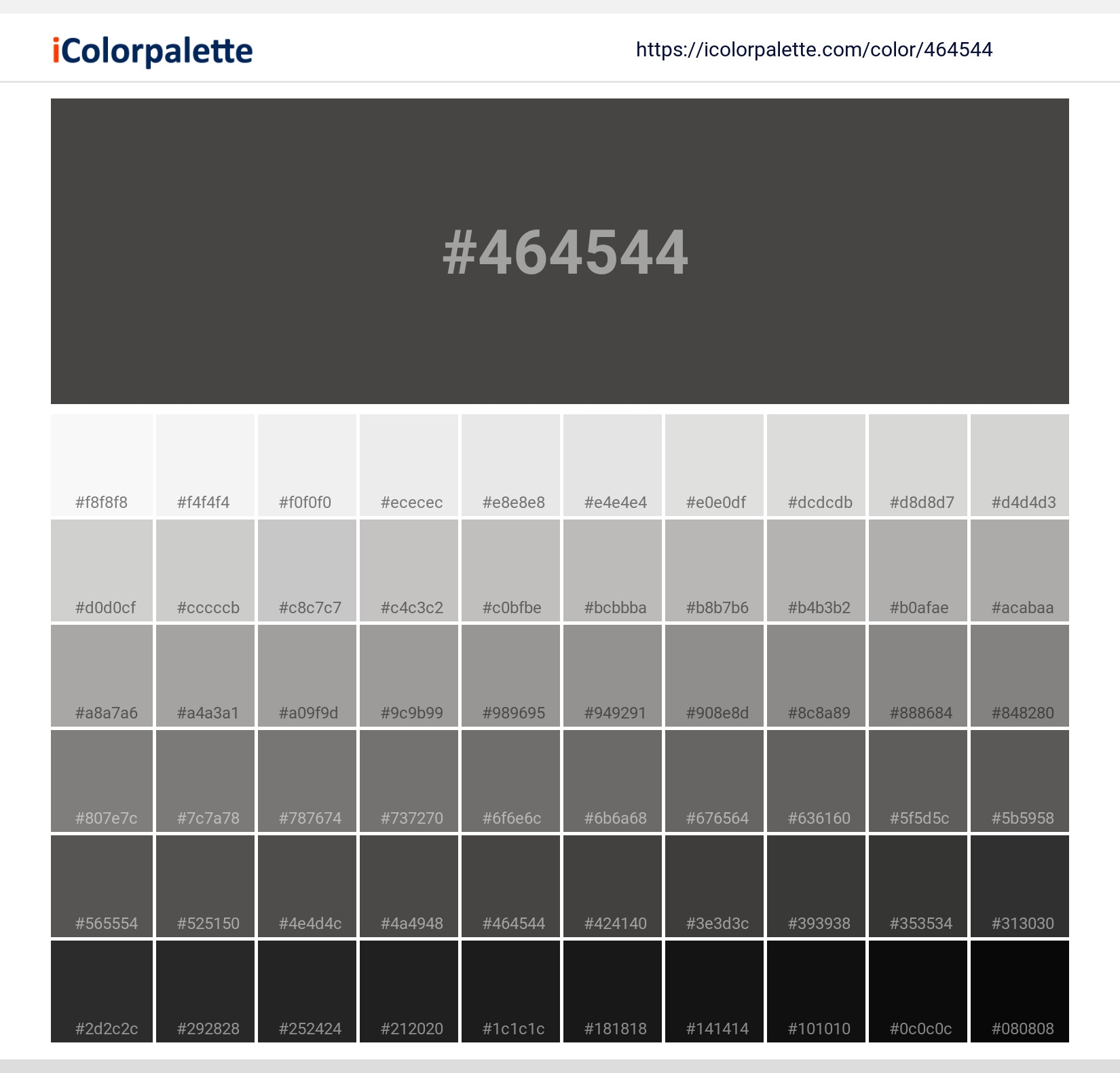 Onyx Color 464544 Information Hsl Rgb Pantone