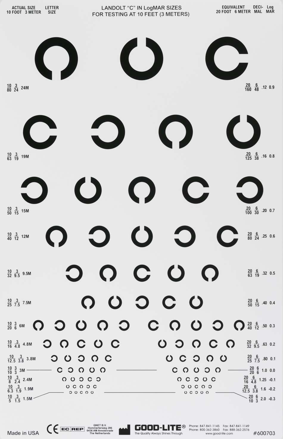 Eye Chart McKesson 20 Foot Distance Acuity Test McKesson