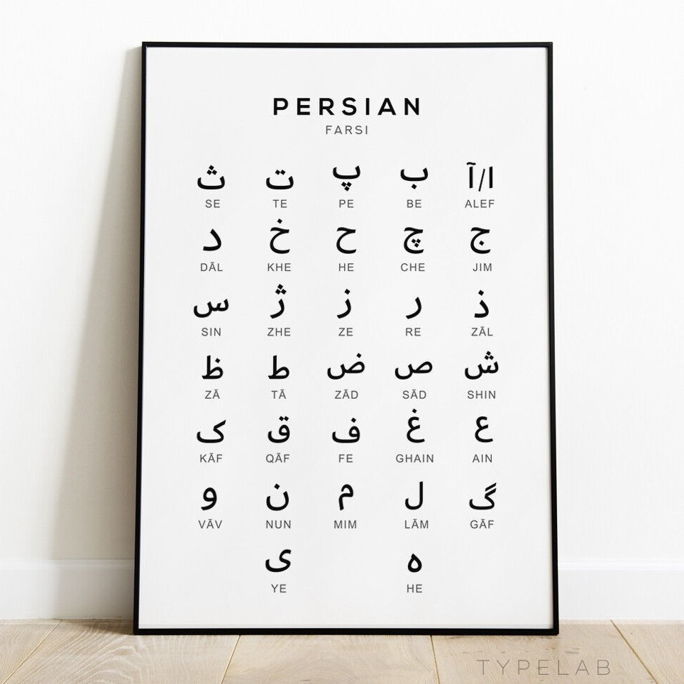 Persian Alphabet Chart Print Farsi Language Wall Art Alphabet Poster EBay