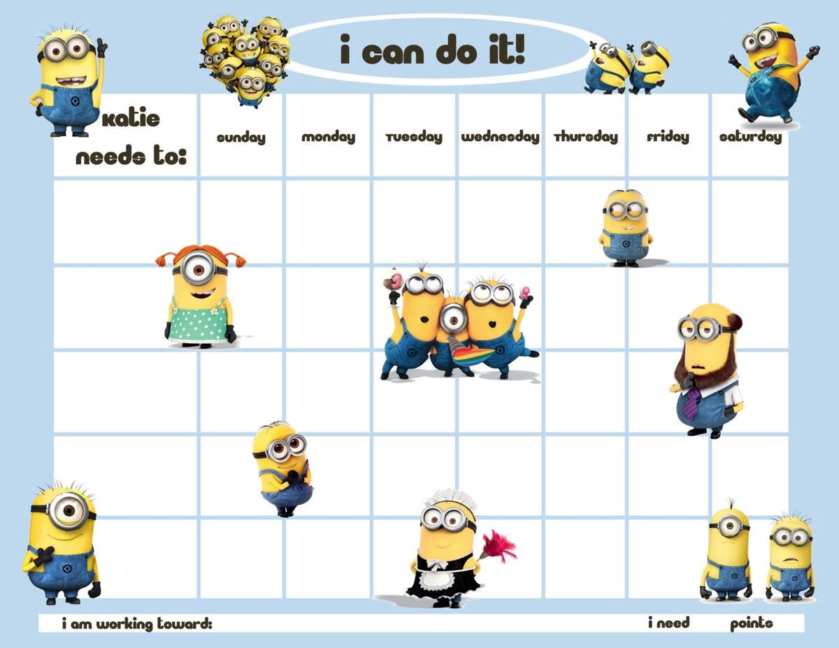 Personalized Children S Reward Chore Chart Minion Men Etsy Personalized Children S Reward Chore Chart Minion Men Etsy