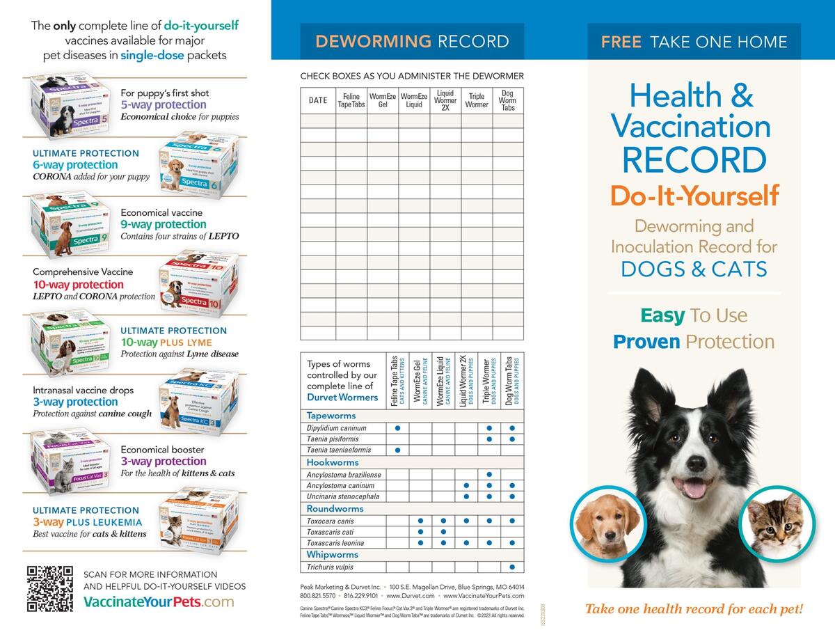 Pet Health Record Canine And Feline 2023 391 Tabloid Size Durvet