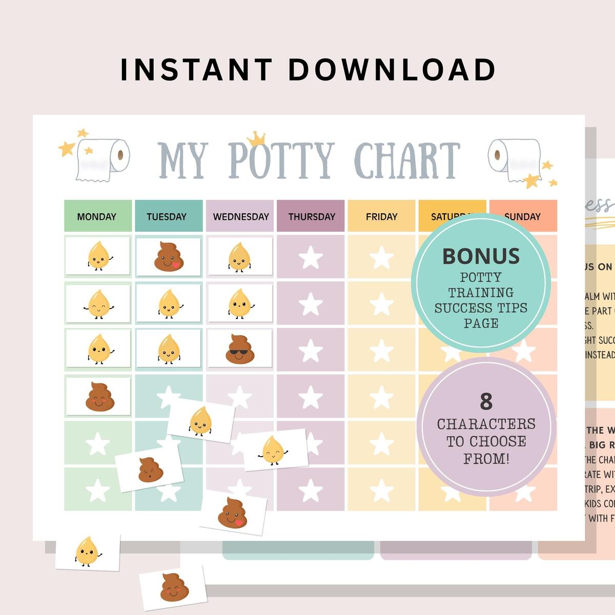 Potty Training Chart Printable For Kids Reward Sticker System Fun Colorful Toddler Potty Training Routine Tracker Preschool Potty Chart Etsy New Zealand