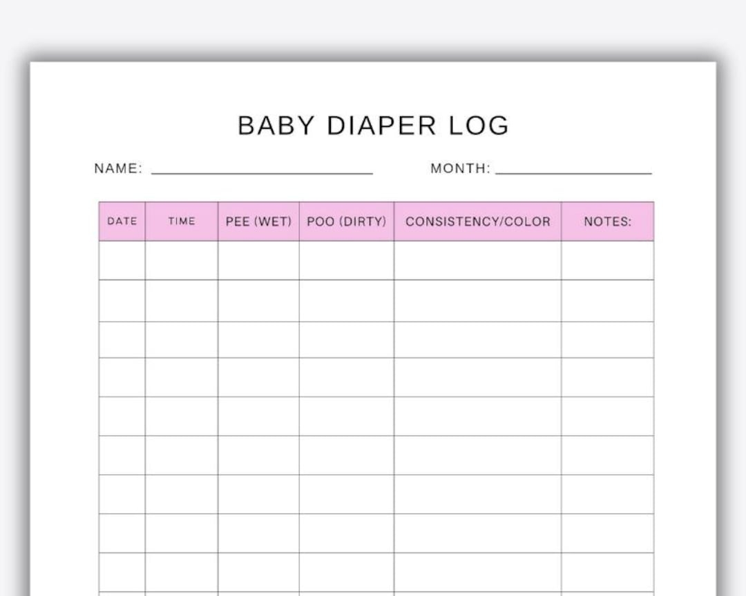 Printable Baby Diaper Log Newborn Diaper Change Log Sheet Printable Infant Diaper Tracker Essential Baby Care Journal For New Parents Etsy