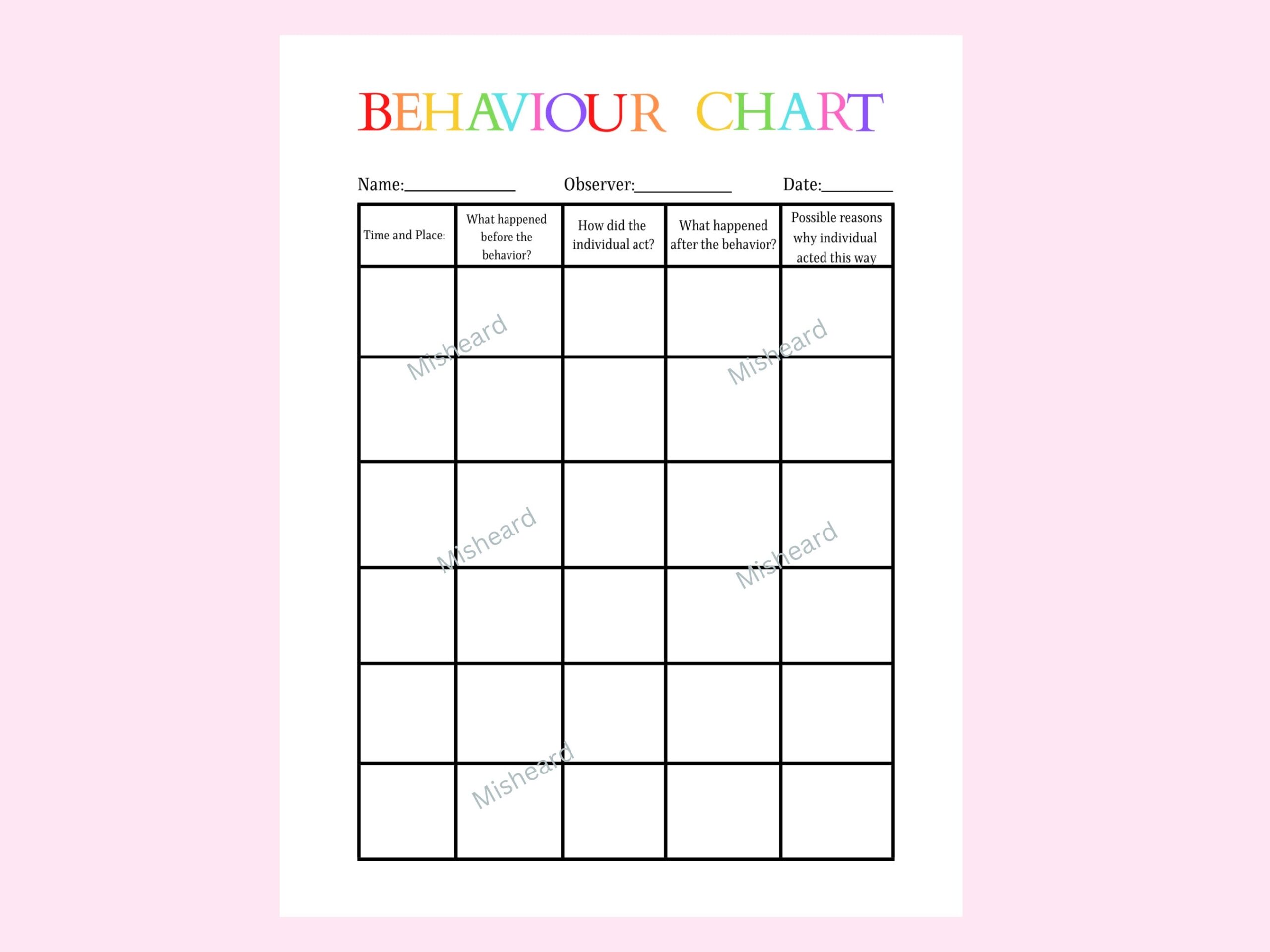 Autism Visual Reward Chart Special Needs Homeschool Printable PDF Etsy