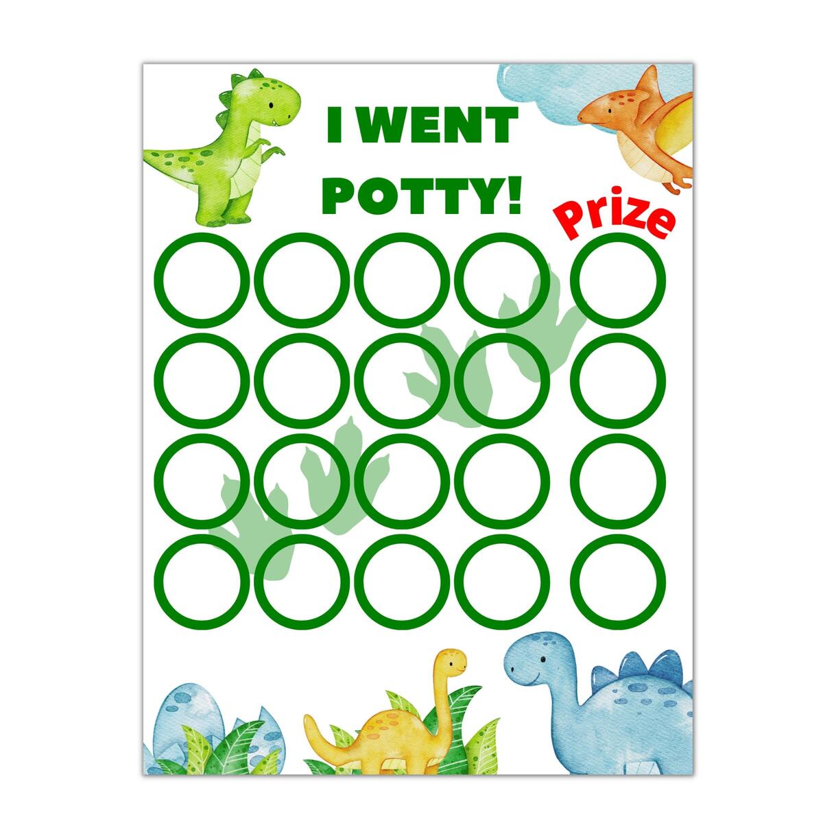 Dinosaur Potty Training Reward Chart For Kids Toddlers Digital Download Etsy