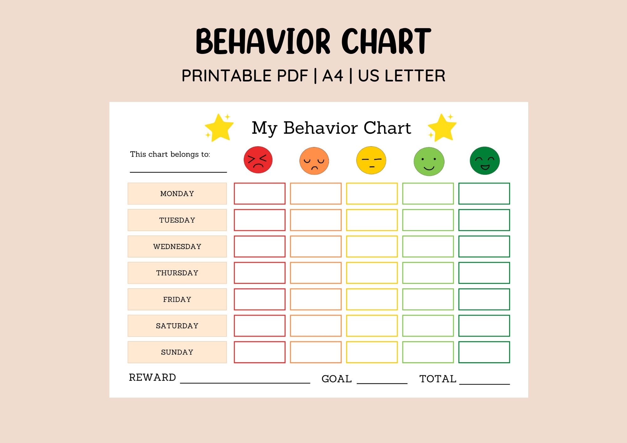 Free Printable Behavior Chart Templates PDF Word Excel