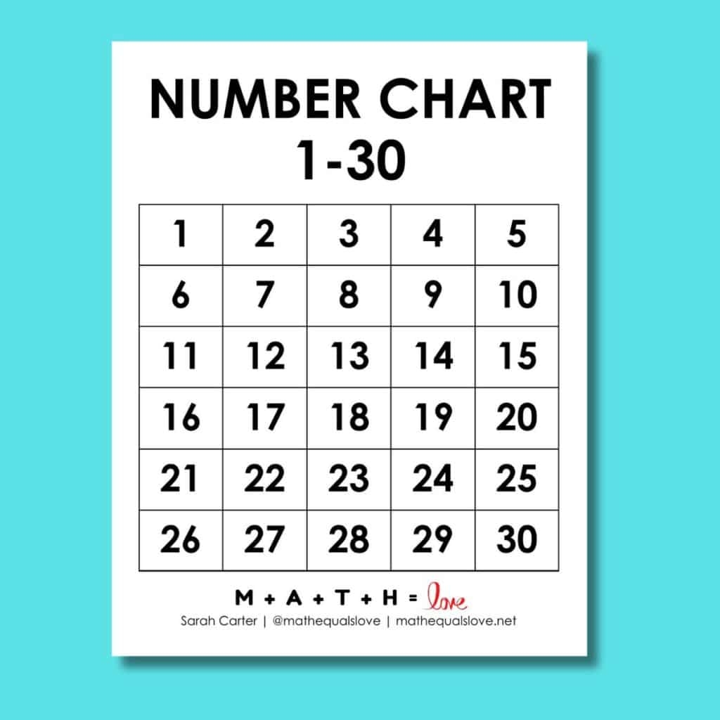 Free Number Chart 1 30
