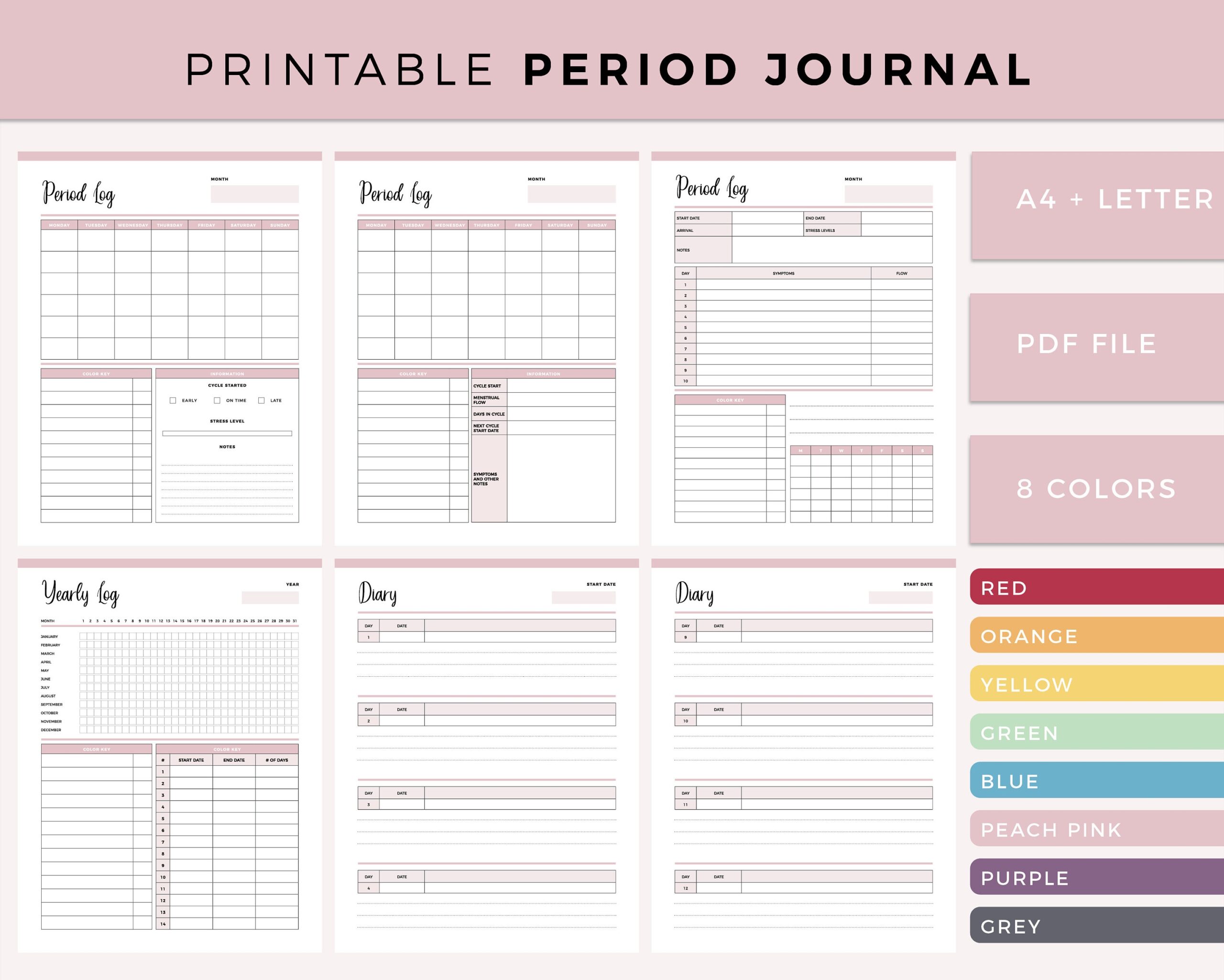 Printable Period Tracker Period Journal Ovulation Tracker Fertility Planner Period Symptom Tracking Pregnancy Cycle Etsy