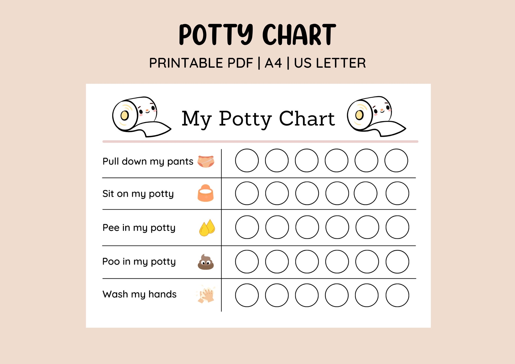 Free Printable Potty Training Chart Free Instant Download