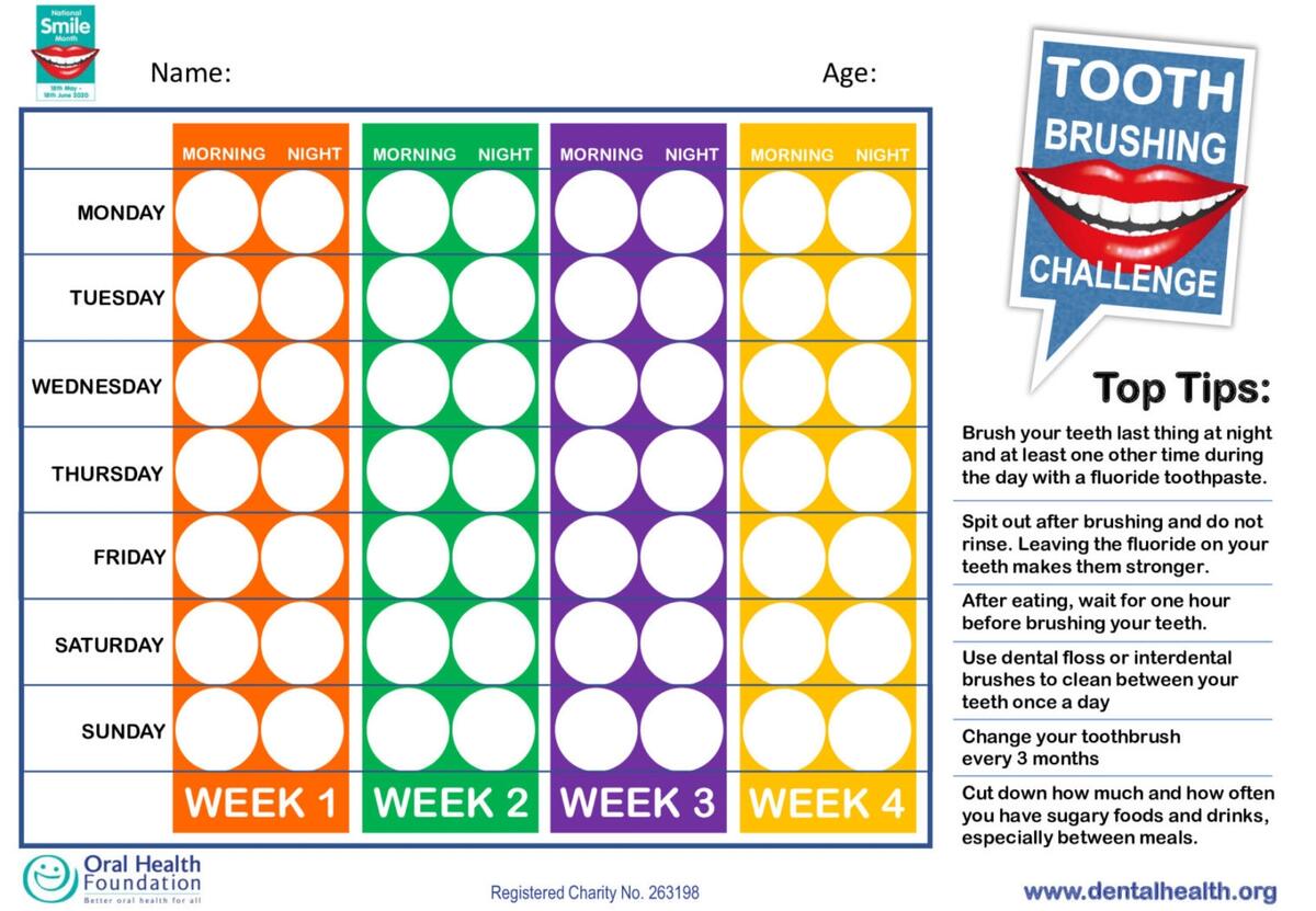 Printable Tooth Brushing Reward Chart Archives Aspects Dental Referral Milton Keynes