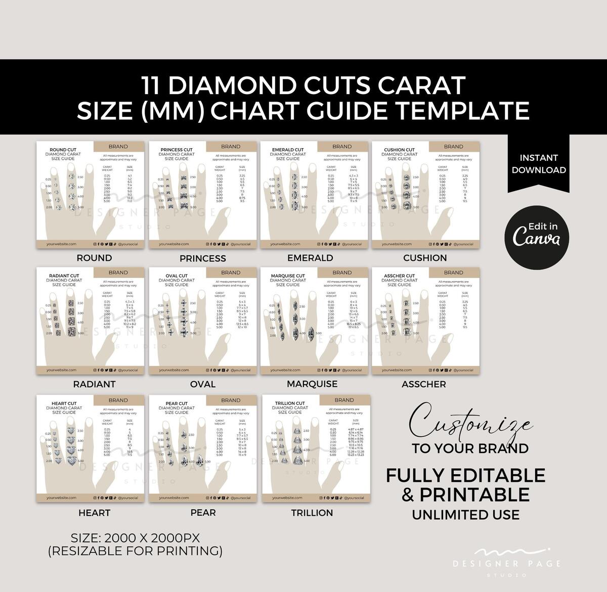 Rhinestone Size Chart Etsy