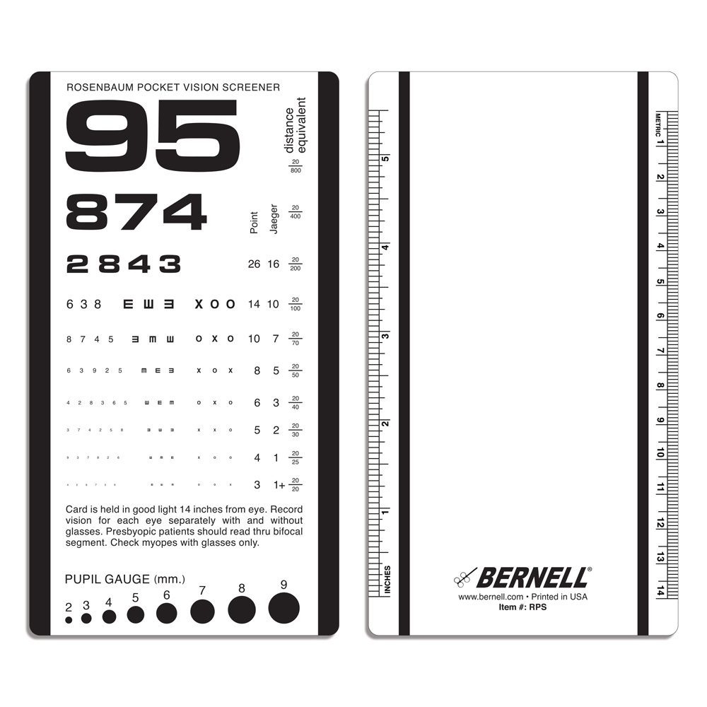 Rosenbaum Pocket Vision Screener 14 Inches Visual Acuity Test