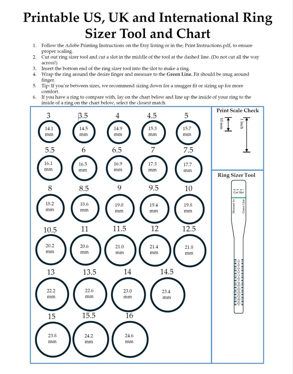 Ruler Ring Size Chart Printable Conversion Chart Average Ring Size For Men 039 S Ring Finger
