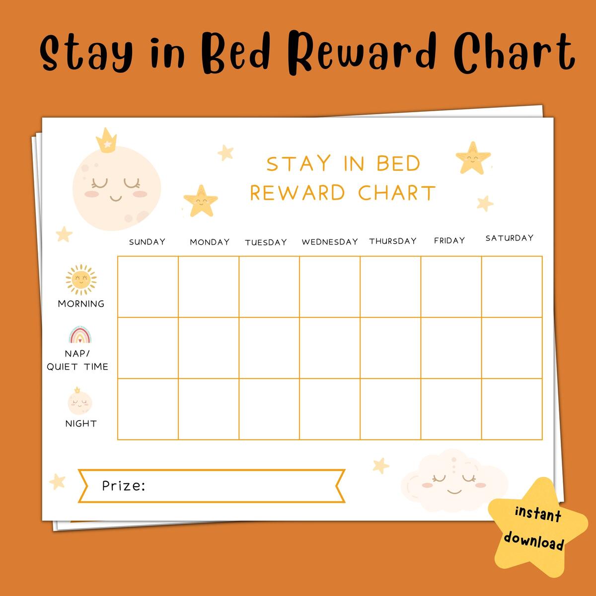 Stay In Bed Reward Chart Night Time Reward Chart Toddler Reward Chart Bedtime Nap Time Reward Chart Etsy