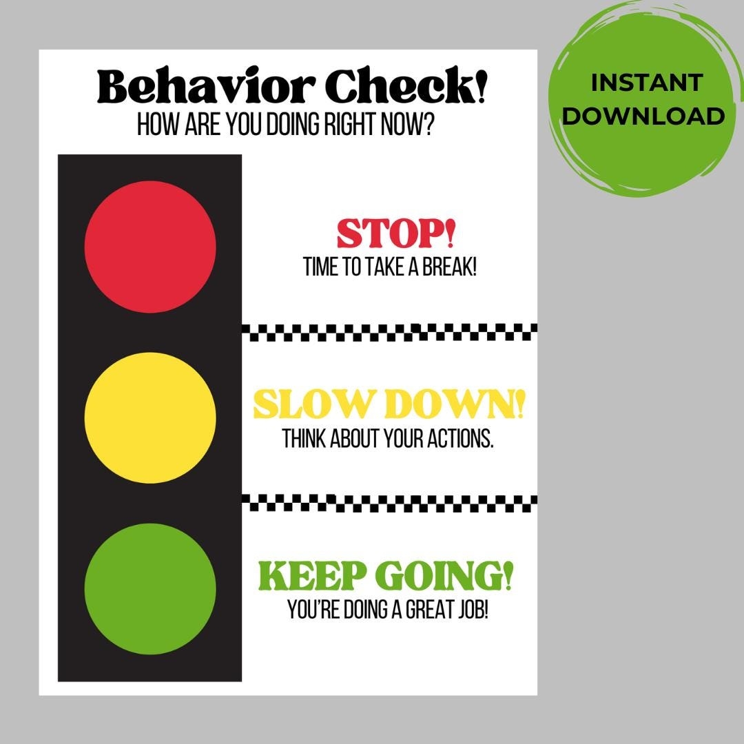 Traffic Light Behavior Chart Printable Behavior Chart For Kids Etsy Denmark