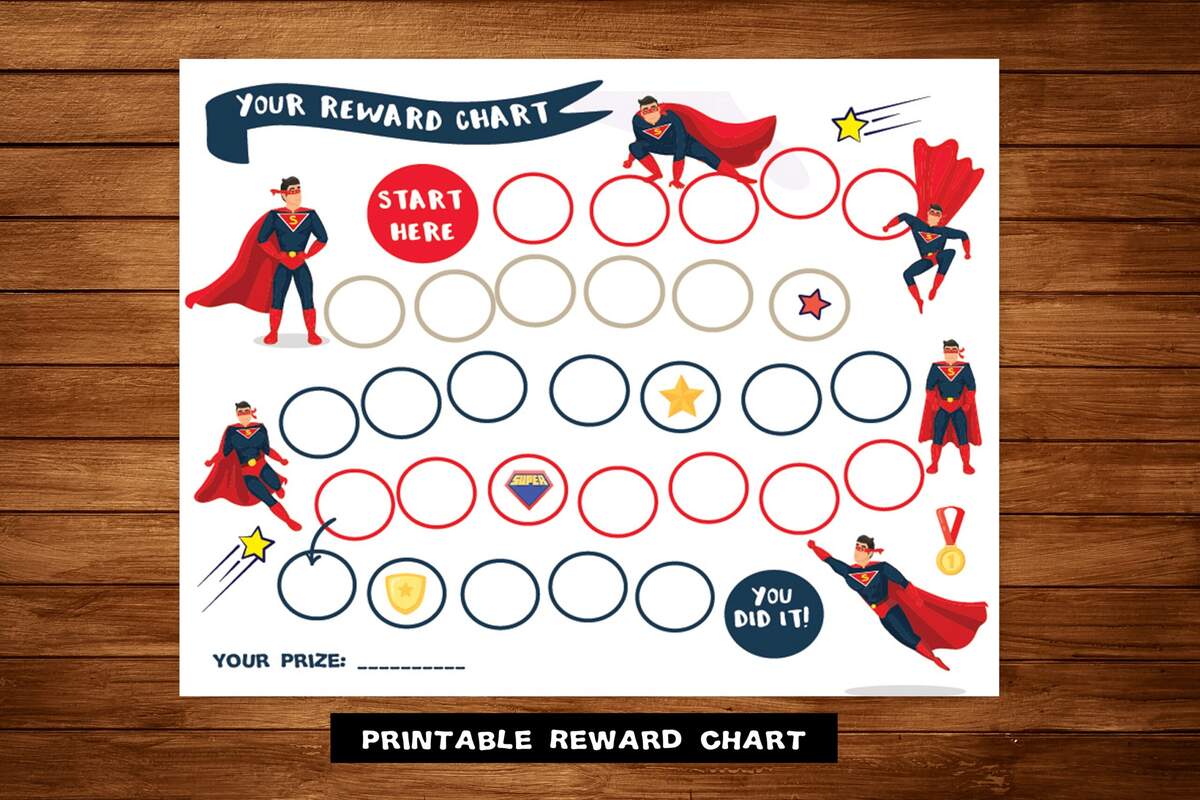 Superhero Reward Chart Printable Sticker Chart PDF JPG Etsy