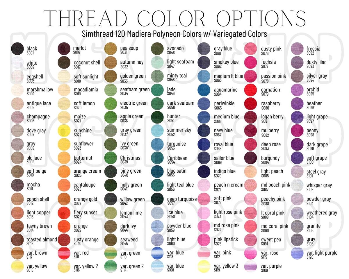 Thread Color Chart Exquisite Etsy Canada
