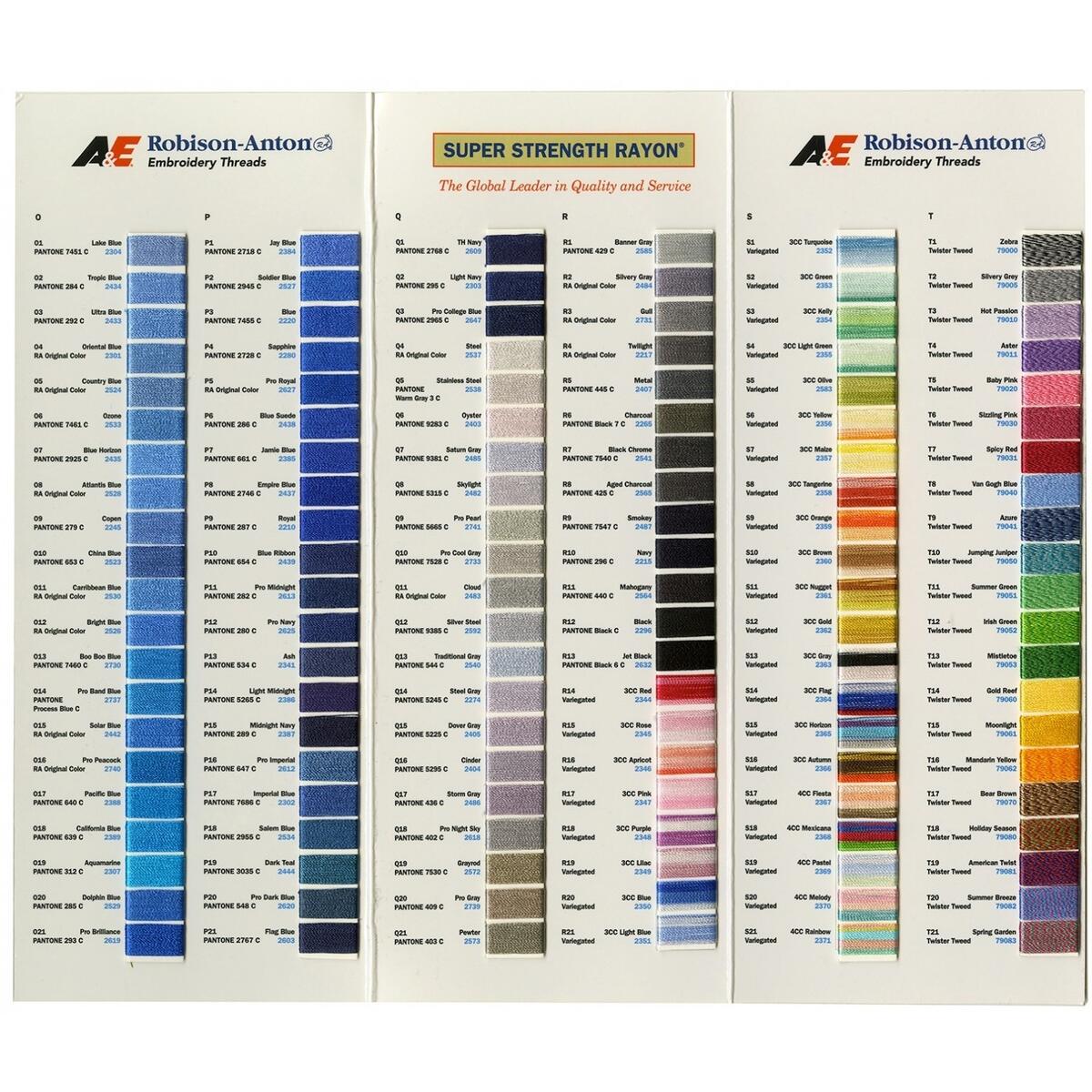 Thread Robison Anton Thread Robison Anton Super Strength Rayon Thread Colour Card