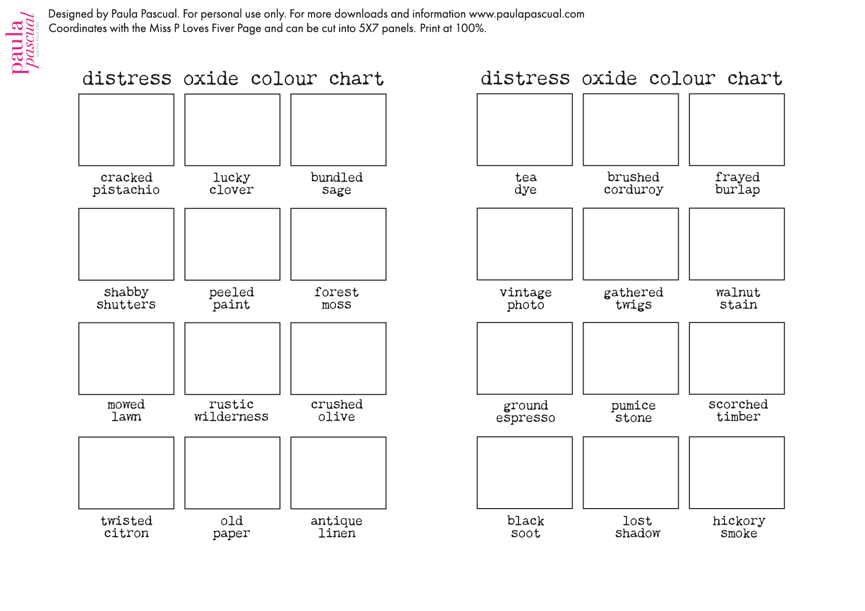 Tim Holtz Distress And Distress Oxides Colour Charts Paula Pascual
