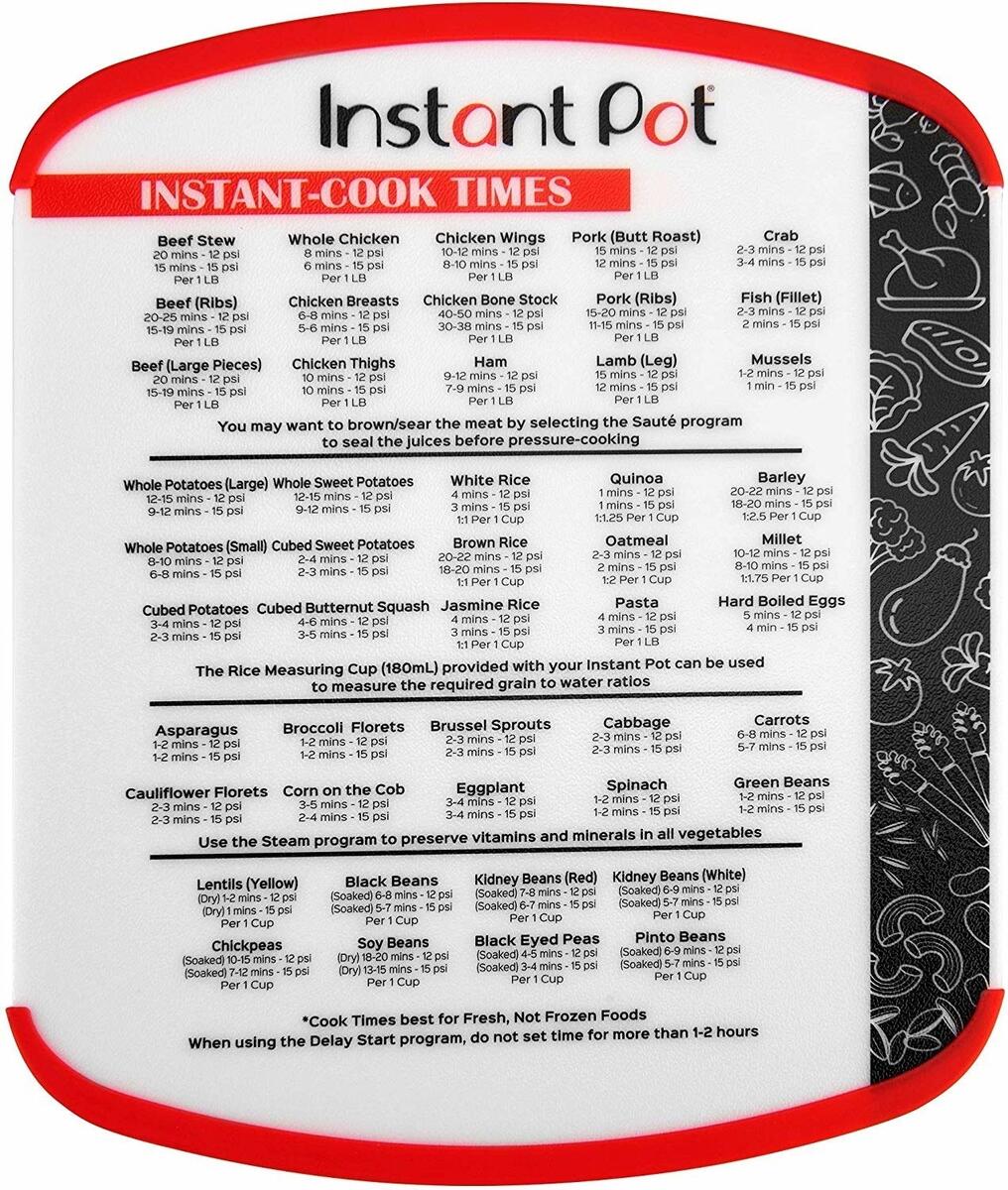 Printable Instant Pot Timetable Vegetables Instant Pot Cooking Chart Printable Instant Pot