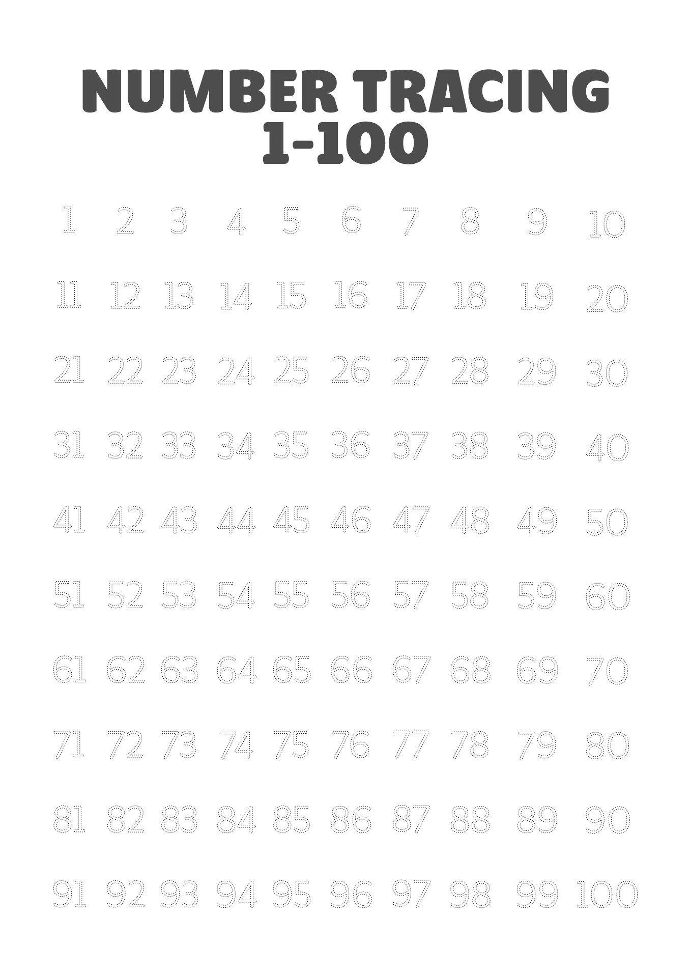 Traceable 100 Chart 11 Free PDF Printables Printablee Traceable 100 Chart 11 Free PDF Printables Printablee