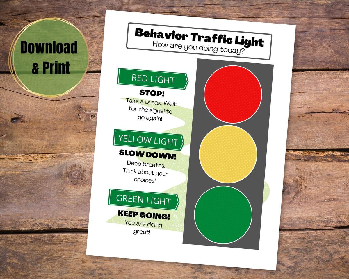 Traffic Light Behavior Chart Printable Behavior Chart For Kids Etsy Denmark