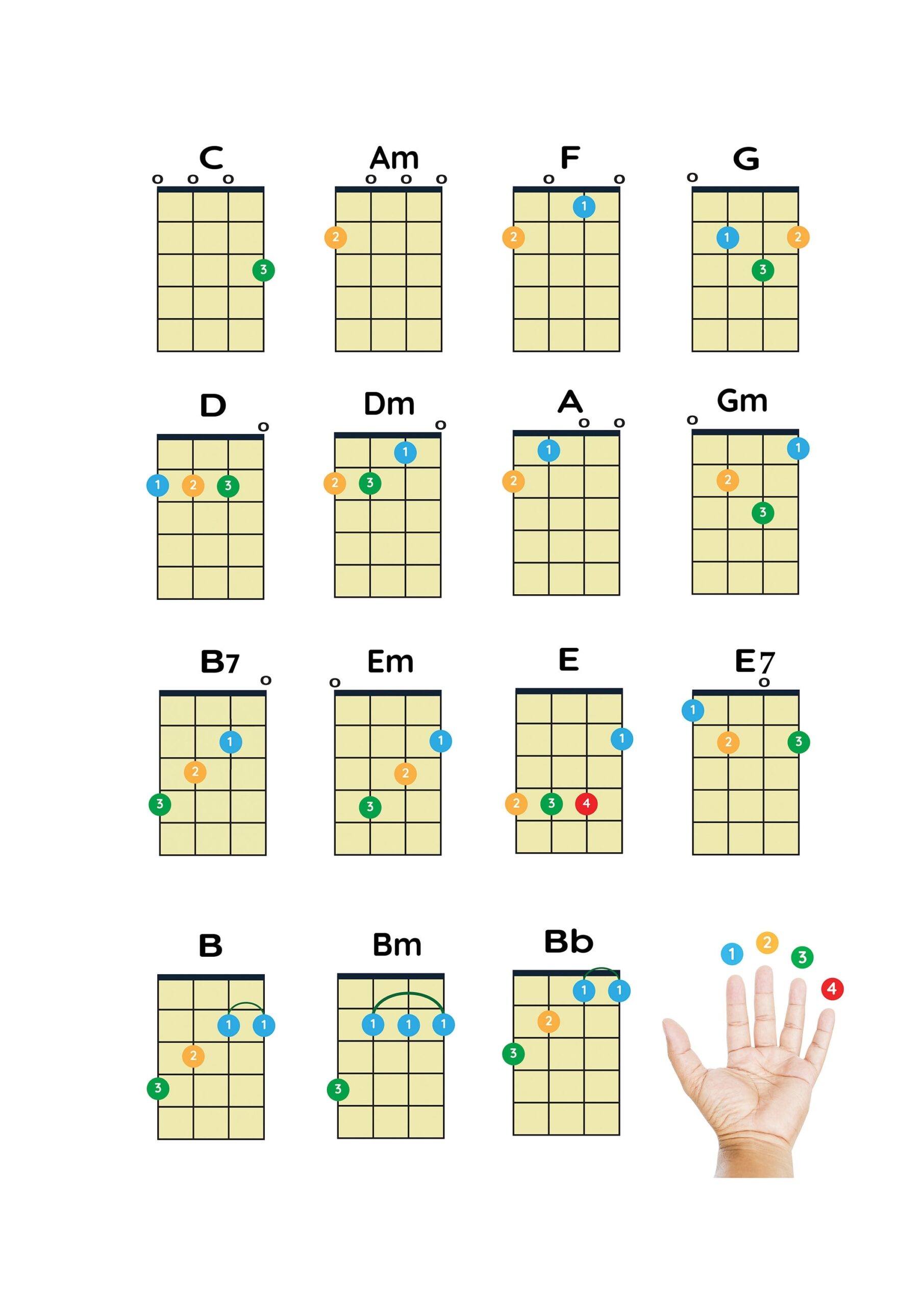 Ukulele Chords Chart For Beginners Large Printable Poster PDF Download Etsy Norway
