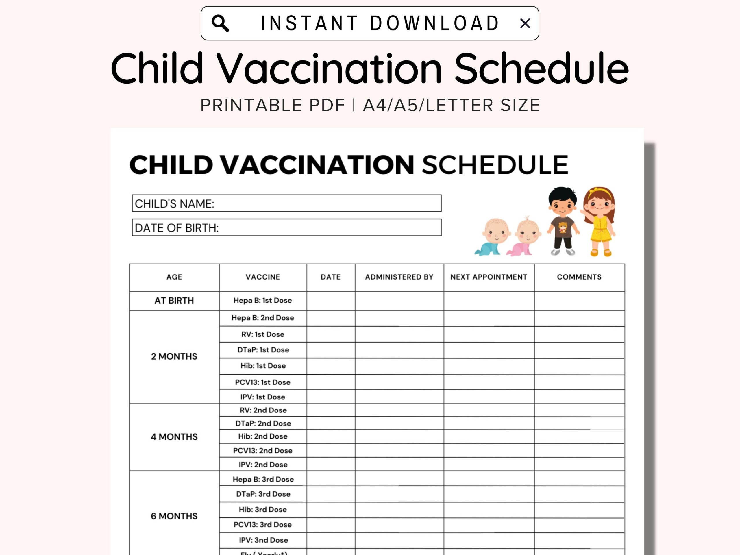 Vaccine Log Pdf Etsy Vaccine Log Pdf Etsy