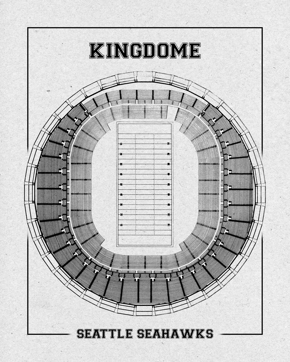 Vintage Kingdome Seating Chart Print Seattle Seahawks Art Etsy Neyland Stadium Digital Download Etsy