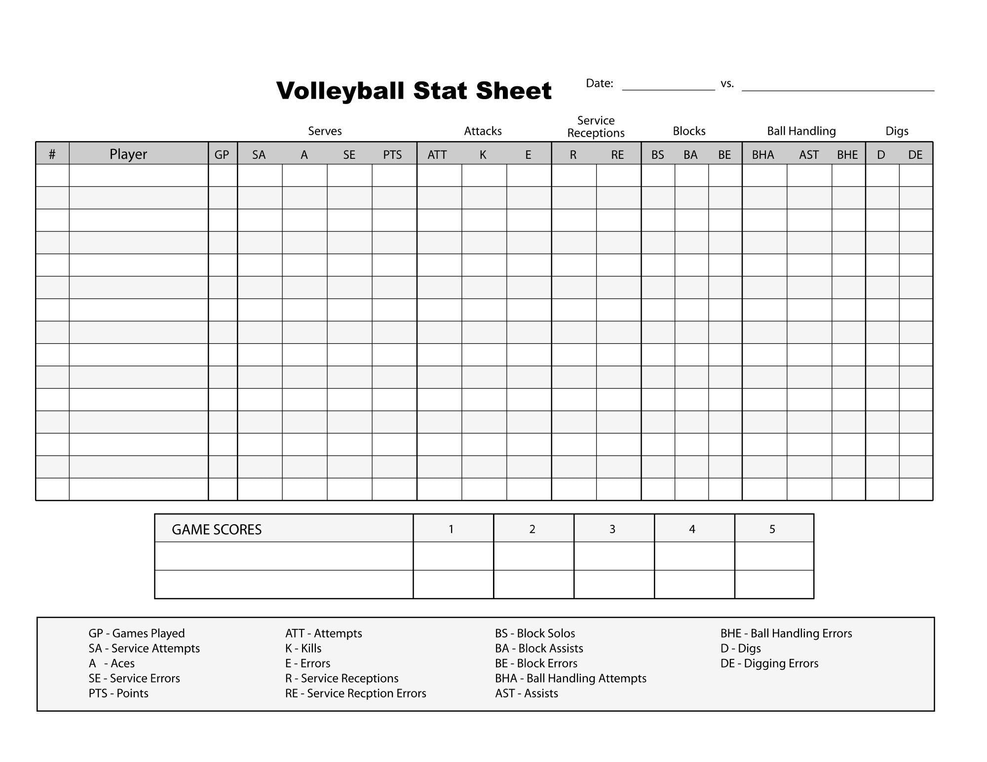 Volleyball Tryout Sheet Etsy
