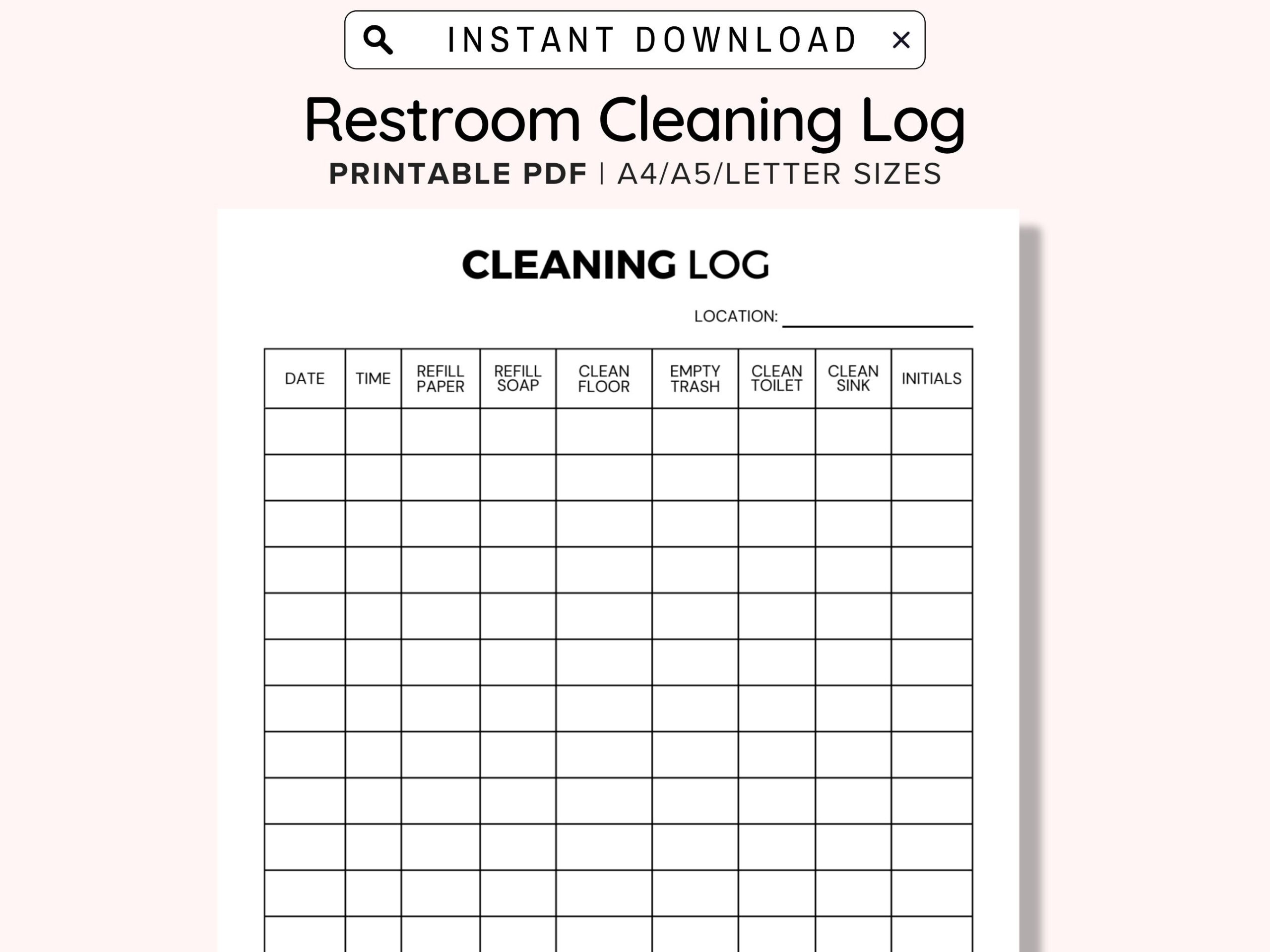 42 Printable Bathroom Cleaning Checklists Word PDF Excel